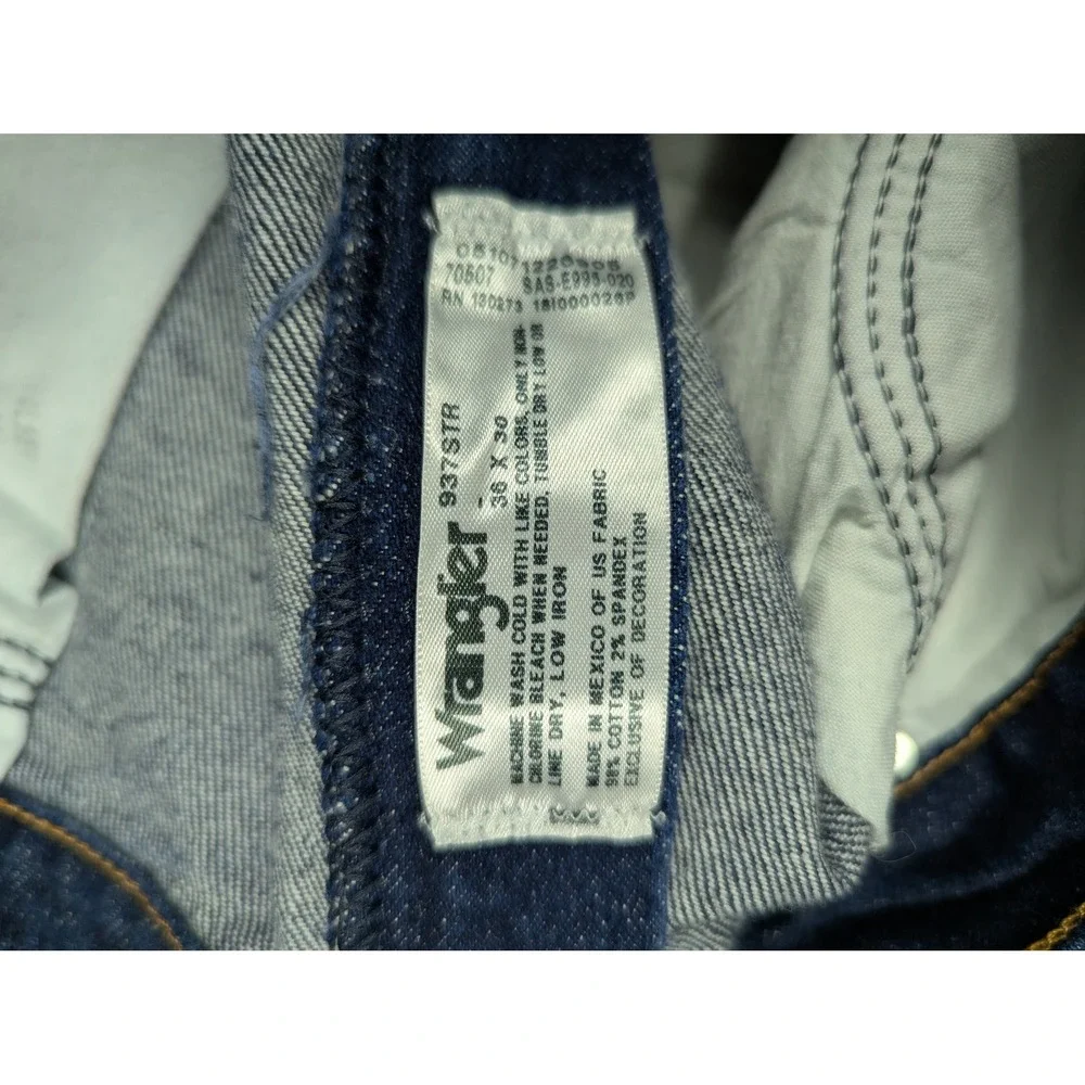 Wrangler Cowboy Cut Stretch Slim Fit Mens Jeans Dark Blue Wash Size 36